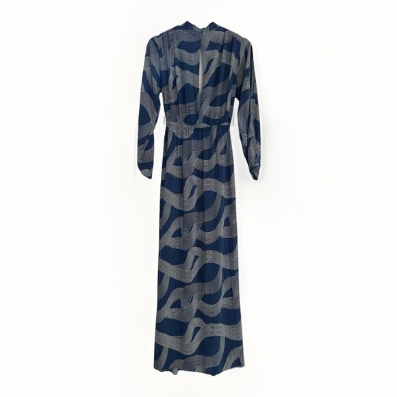 Dress Forum Los Angeles Dress Boho Hippie Wrap Blue And White V-neck Maxi Sz S - Picture 2 of 14